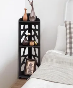 Corner Shelves,Corner Shelf Stand Waterproof Great for Bathroom Storage Tight Space,Small Shelf Stand Fit for Toilet Paper Holder Storage, Corner Tables for Small Space,Black